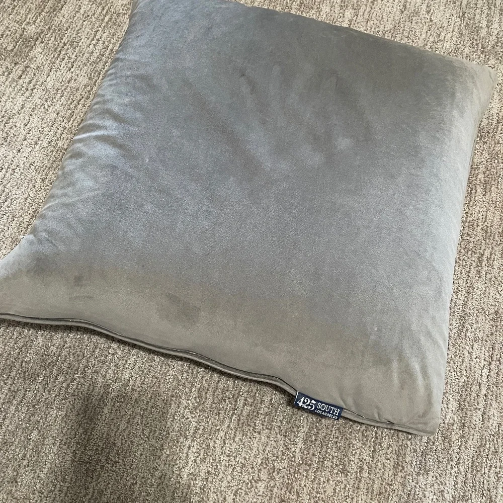 Silver Gray & White Decorative Throw Pillow –‎ Feather Filled – 22.5